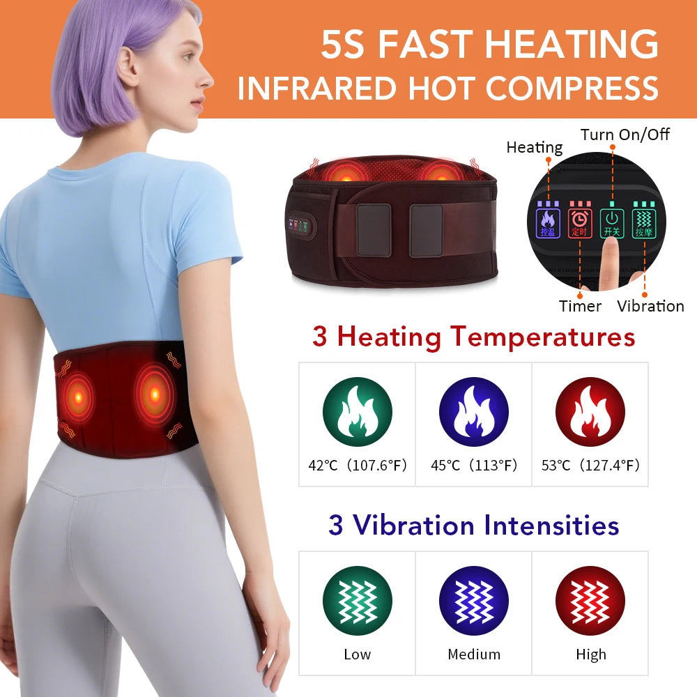 USB Electric Heating Belt Infrared Back Waist Massage Support Brace Band Warmer Belly Thermal Heat Pad Massage Machine