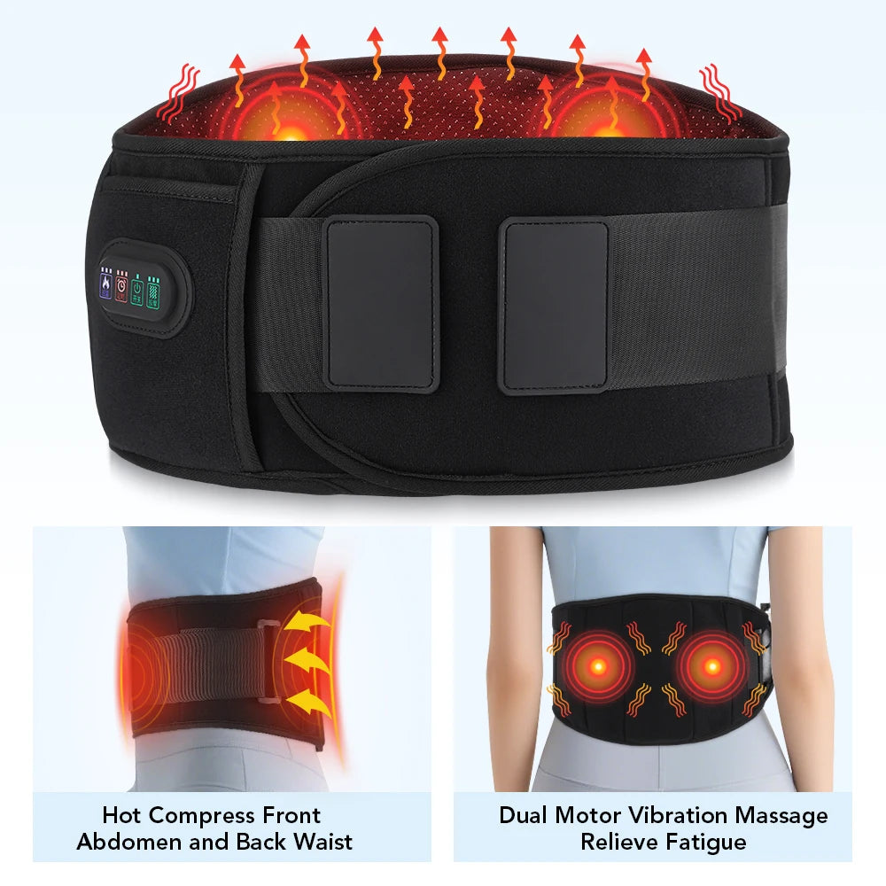USB Electric Heating Belt Infrared Back Waist Massage Support Brace Band Warmer Belly Thermal Heat Pad Massage Machine