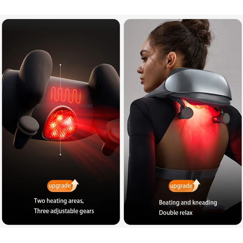 Shiatsu Cervical Neck Massager Red Light Therapy Massager for Neck Muscle Stimulator Shoulder Neck Massager Kneading Masajeador